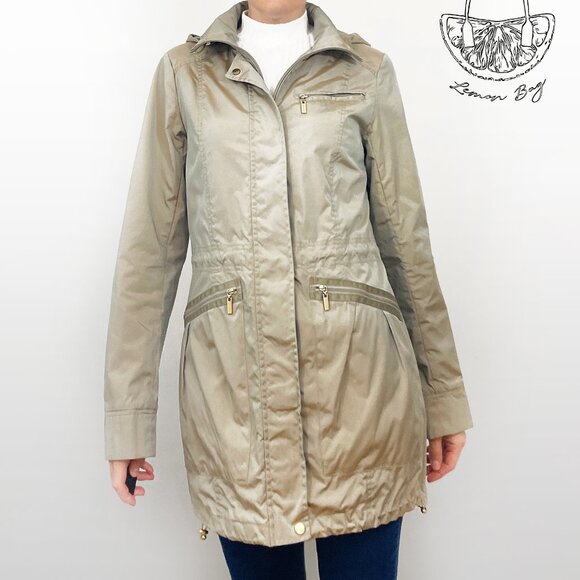 80 $ - Cole Haan / Rain Jacket Parka / Color Beige Khaki / Size XS - Picture 3 of 8